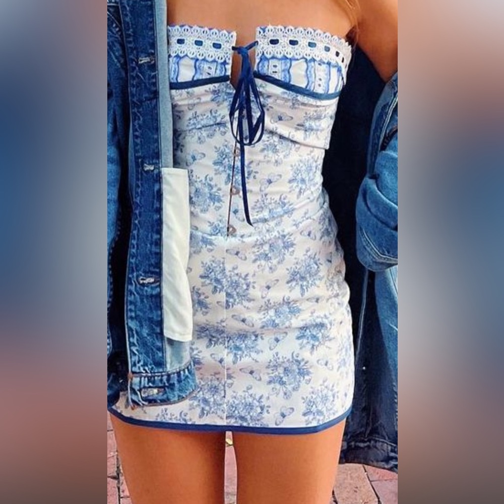 Blue and white dress